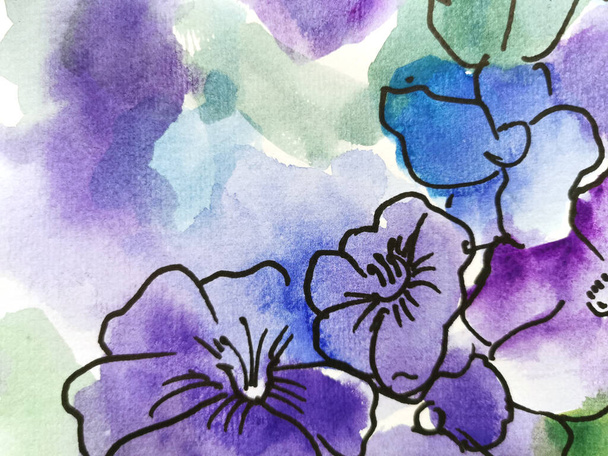 Watercolor floral wall art painting for home decor and background. - Photo, Image