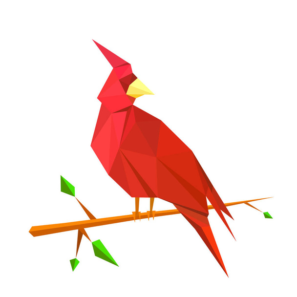 red crested bird polygon art image. vector illustration - Vector, Imagen
