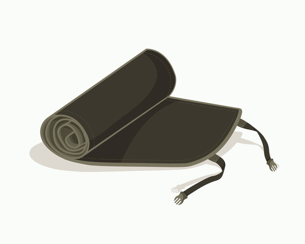 Desenho de vetor de ícone de tapete enrolado. Equipamento de camping e caminhadas - Vetor, Imagem