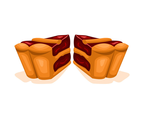 кусочки пирога вкусно. вкусная сладкая десертная еда. векторная иллюстрация - Вектор,изображение