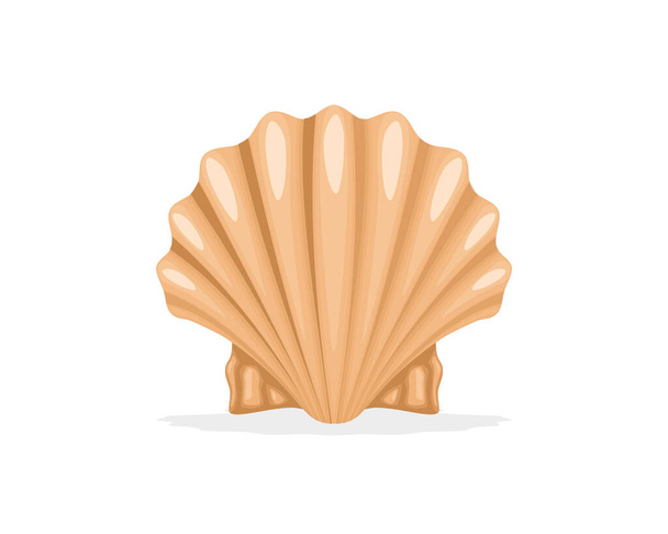 Beauty seashell cockle logo design. Shells pearl jewelry in realistic style vector logo design - Vector, Image