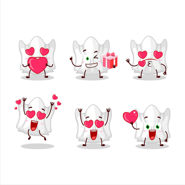 Ghost white cartoon character with love cute emoticon. Vector illustration - Вектор, зображення