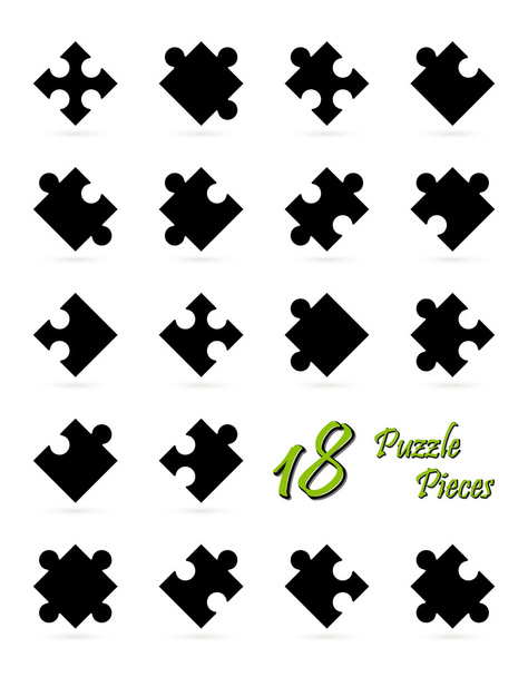 alle 18 Puzzleteile - schwarz - Vektor, Bild