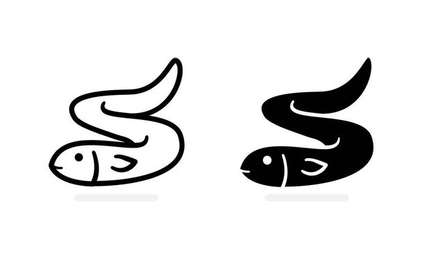Icona dell'anguilla. Illustrazione vettoriale piatta del logo di un'anguilla. - Vettoriali, immagini