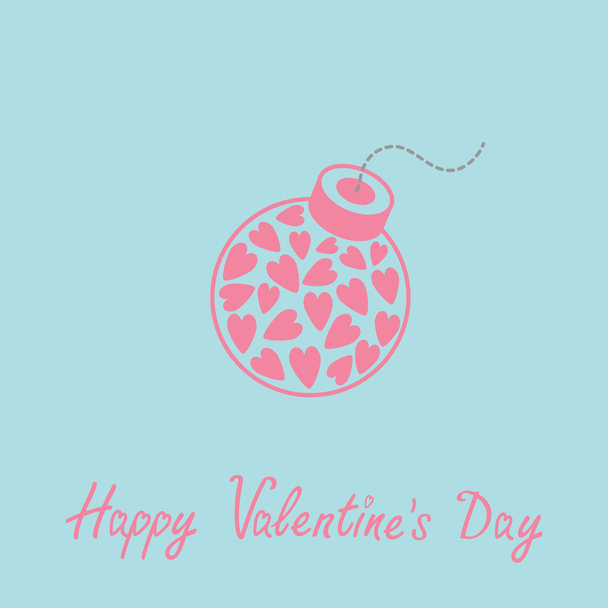 Bomb with hearts inside Happy Valentines Day card - Διάνυσμα, εικόνα