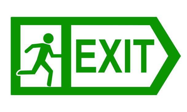 groen bord op een witte achtergrond voor noodgevallen. Verlaat pictogram Vector illustratie. - Vector, afbeelding