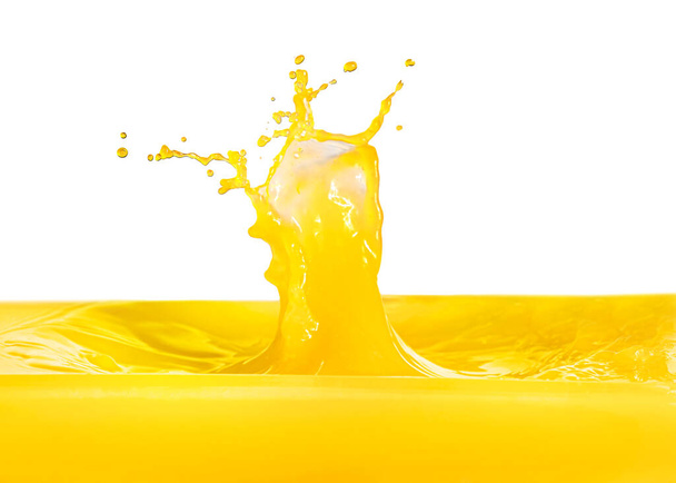 Розщеплення свіжого апельсинового соку на білому тлі
 - Фото, зображення