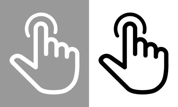 Touch screen or touchscreen finger hand press or push vector icon isolated on grey or white background - Vector, Image