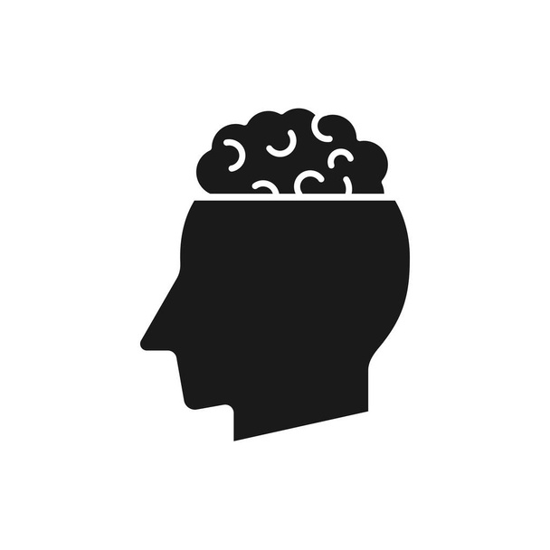 Czarny mózg nad głową znak sylwetka wektor - Wektor, obraz