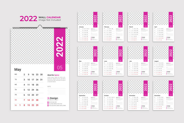Wandkalender 2021. Jahresplaner mit allen Monaten. Schul- und Firmenplan. - Vektor, Bild
