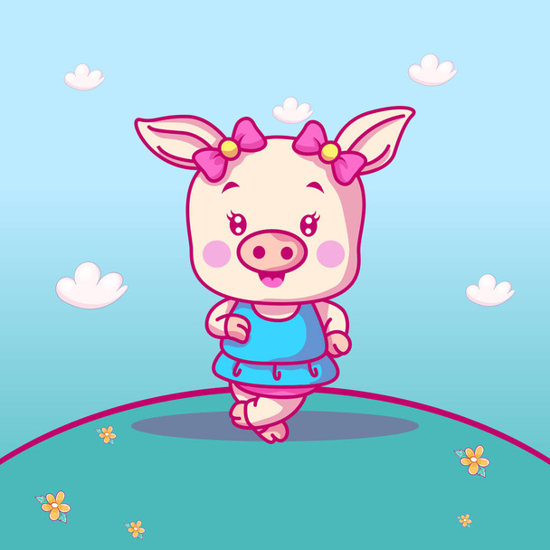 bonito bebê porco desenhos animados para crianças - Vetor, Imagem