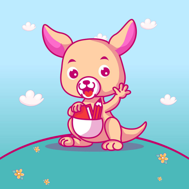 lindo bebé canguro dibujos animados para niños - Vector, Imagen