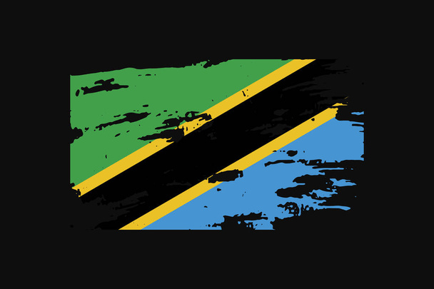 タンザニアのグランジスタイルの旗。Tシャツのグラフィック、プリント、ポスター、背景を使用します。. - ベクター画像