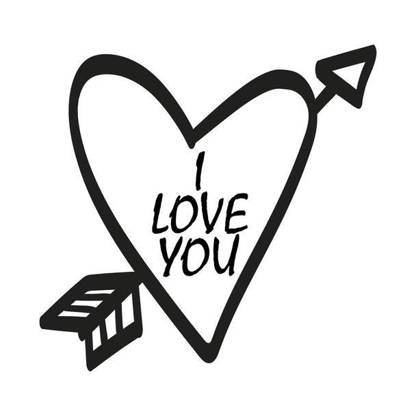 I love you. Hand drawn sign of heart. Vector illustration. - Vector, Image