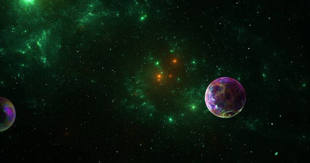 Realistische Nebelgalaxie mit Planeten als Hintergrund - Foto, Bild