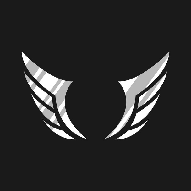 Białe skrzydła Ikona Logo Szablon Projekt wektor nadaje się do logo wojskowych, na zewnątrz, odznaka, godło i inne - Wektor, obraz