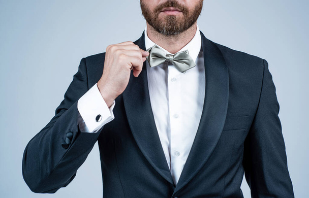 cropped bearded businessman with bristle. male beauty and fashion. menswear and formalwear. - Fotoğraf, Görsel