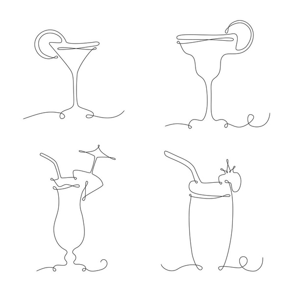 Set de bebidas de arte de línea - Vector, Imagen