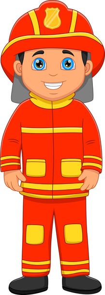 cute boy Firefighter isolated on white background - Vector, Image