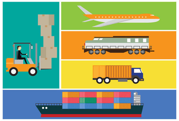 Logistické partnerství průmyslová kontejnerová nákladní loď - Vektor, obrázek