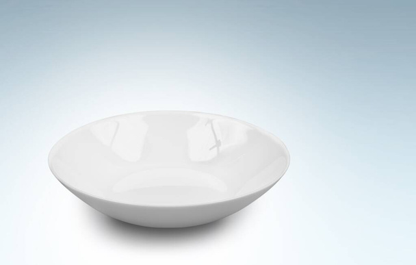 Empty white ceramic bowl on a kitchen desk - Fotoğraf, Görsel