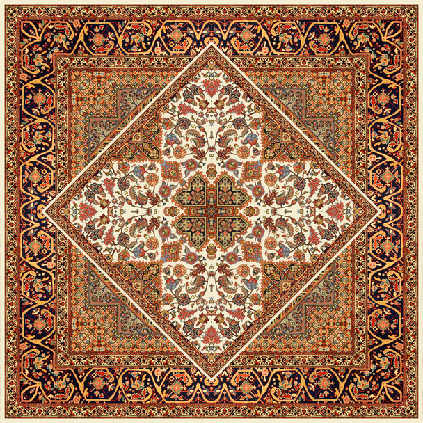 традиційний квадратний шарф з різним геометричним і пейслі візерунком
 - Фото, зображення