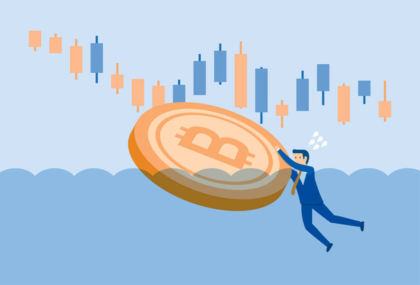 Coin price chart in the stock market dropped - Vector, Image