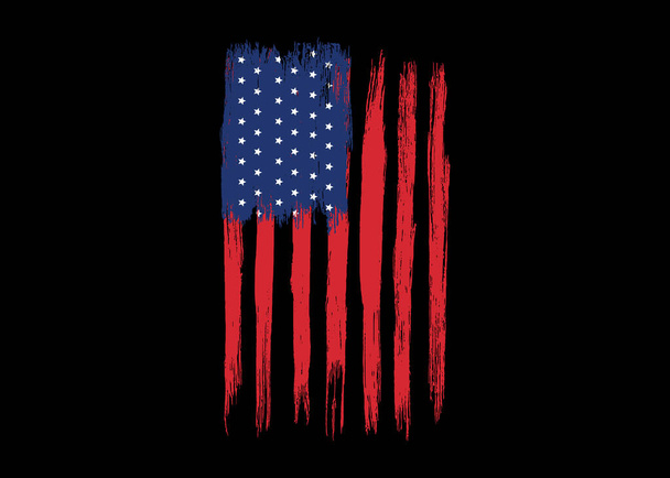 Amerikai zászló tinta ecset festék texturált elszigetelt png vagy átlátszó háttér, Szimbólumok az USA, sablon banner, kártya, reklám, promóciós, hirdetések, web design, magazin, hírlap, vektor - Vektor, kép