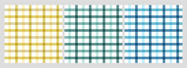 Uma colecção de padrões de gingham. Azul, Tosca, padrão xadrez verde com cores pastel para toalhas de mesa, saias, guardanapos, flanela e muito mais. - Vetor, Imagem