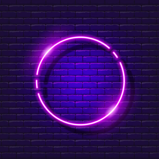 Circle of neon sign. Geometric shapes glowing sign. Vector illustration for design. School concept - Vector, Imagen