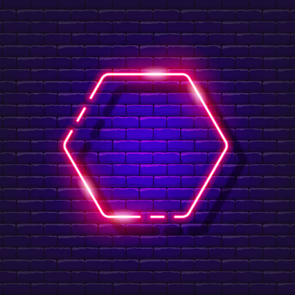 Polygon neon sign. Hexagon symbol. Geometric shapes glowing sign. Vector illustration for design. School concept - Vektori, kuva