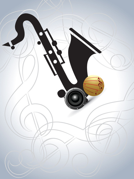 Абстрактный музыкальный фон с сексофоном, винилом
 - Вектор,изображение