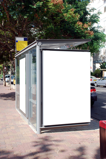 Sinal de parada de ônibus branco
 - Foto, Imagem