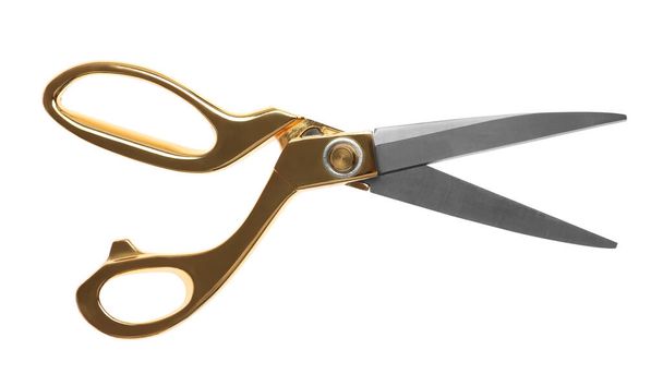 Tailor's scissors isolated on white, top view - Фото, зображення