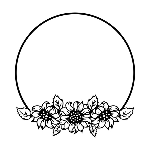 Frame with sunflowers or daisy flowers is on white background. Vector illustration. - Vector, Imagen