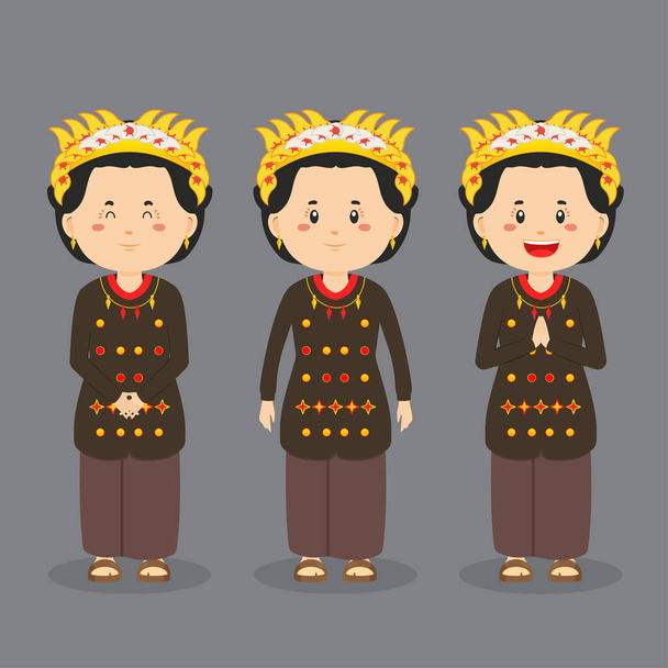 Middle Sulawesi Character with Various Expression - Vector, Image