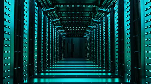 3D-рендеринг пустого коридора научной фантастики в будущем космическом веке абстрактный - Фото, изображение