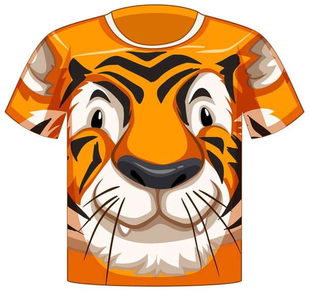 Parte anteriore della t-shirt con volto di tigre modello illustrazione - Vettoriali, immagini