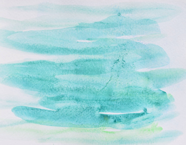Sfondo astratto e texture modello blu e verde flusso di colore su sfondo bianco, Illustrazione acquerello mano disegnare e dipinto su carta - Foto, immagini