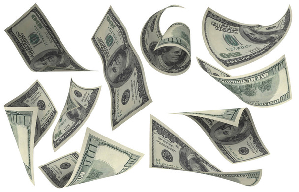 Dolar, Zestaw Papierowych Pieniędzy, Banknot amerykański, Latające Pieniądze, Render 3D - Zdjęcie, obraz