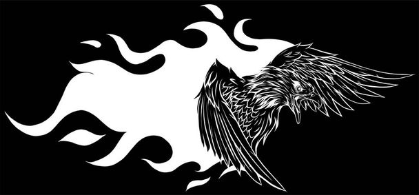 ilustração vetorial da águia com projeto de chamas - Vetor, Imagem