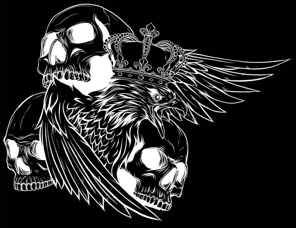 vector illustration of king Eagle and Skulls - Vector, Image