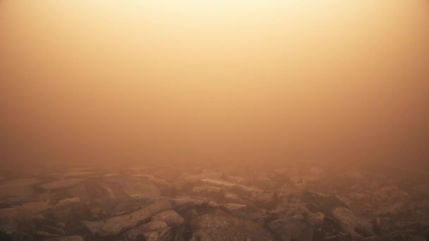 Spostarsi sul pavimento roccioso in ambra Hazy Fog Loop sfondo - Filmati, video