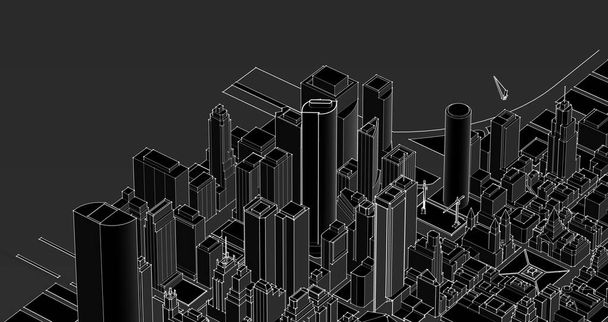 città paesaggio architettonico rendering 3d - Foto, immagini