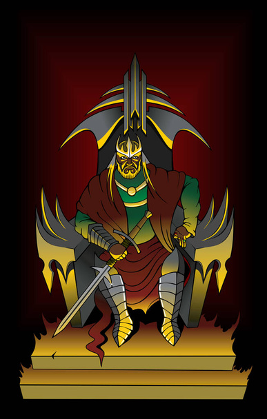 Severe king on the throne, vector illustration - Вектор,изображение