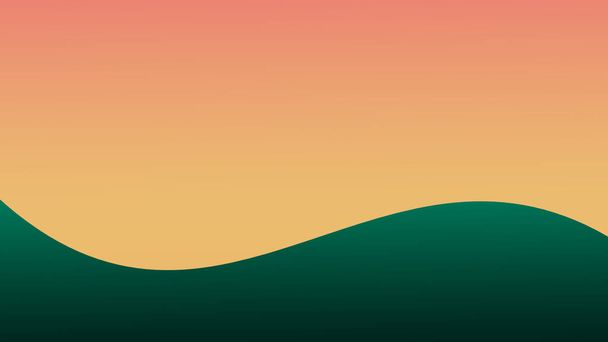 Groene golf op oranje gradiënt abstracte achtergrond. Stijl voor moderne grafische vintage, decoratieve, banner, klein, sjabloon, achtergrond - Foto, afbeelding