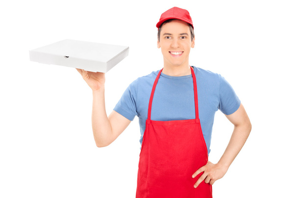 Man holding box of pizza - Foto, afbeelding