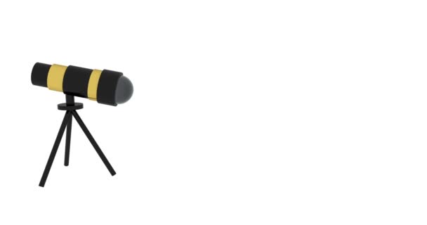 Animovaný dalekohled na bílém pozadí. Teleskop 4K bezešvé smyčkové animace. - Záběry, video