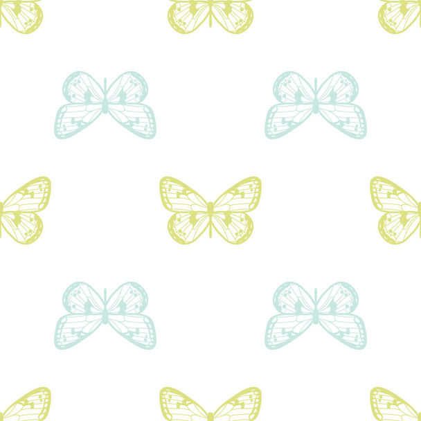 Butterfly seamless repeat pattern design, vector wallpaper, cute girly background. - Wektor, obraz