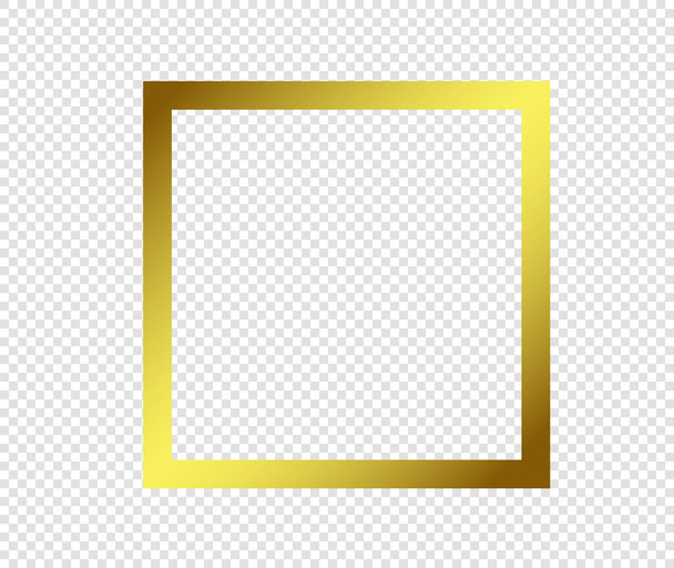 Gold shiny glowing frame with shadows isolated on transparent background. Golden luxury vintage realistic rectangle border. illustration - Vector - Vector, Image